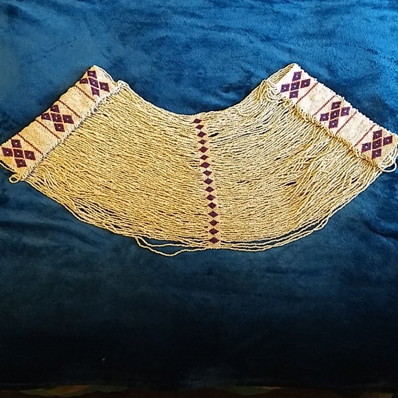 VINTAGE BEADED NECKLACE/SHALL COLOR BLUE - Picture 8 of 11